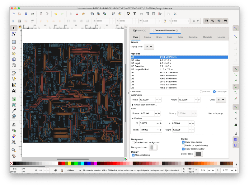 The Inkscape document properties panel after modification